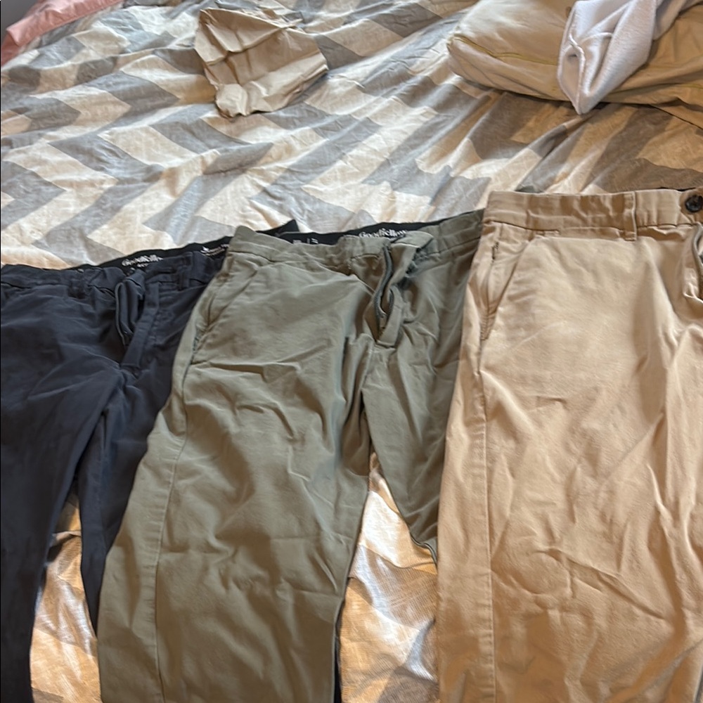 Men's Casual Pants - Black, Olive, and Tan